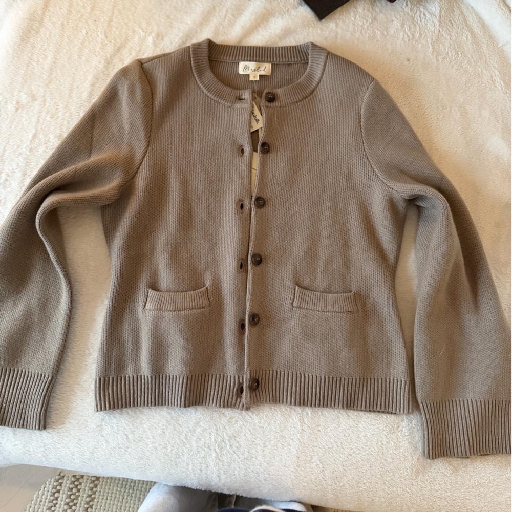 Women's Taupe Cardigan Sweater